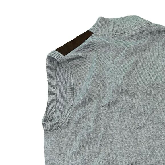 NWT CHAPS Men’s Grey Woven Zip Up Vest Size L - Picture 2 of 7